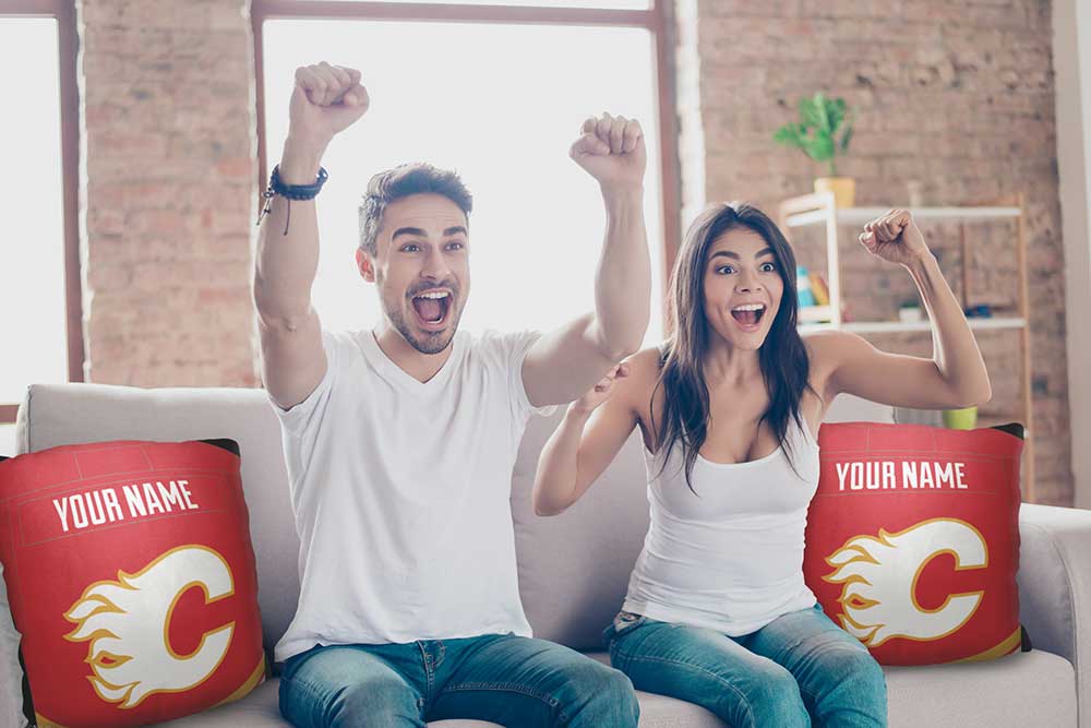 NHL Calgary Flames Jersey Personalized Throw Pillow 18x18 Inches