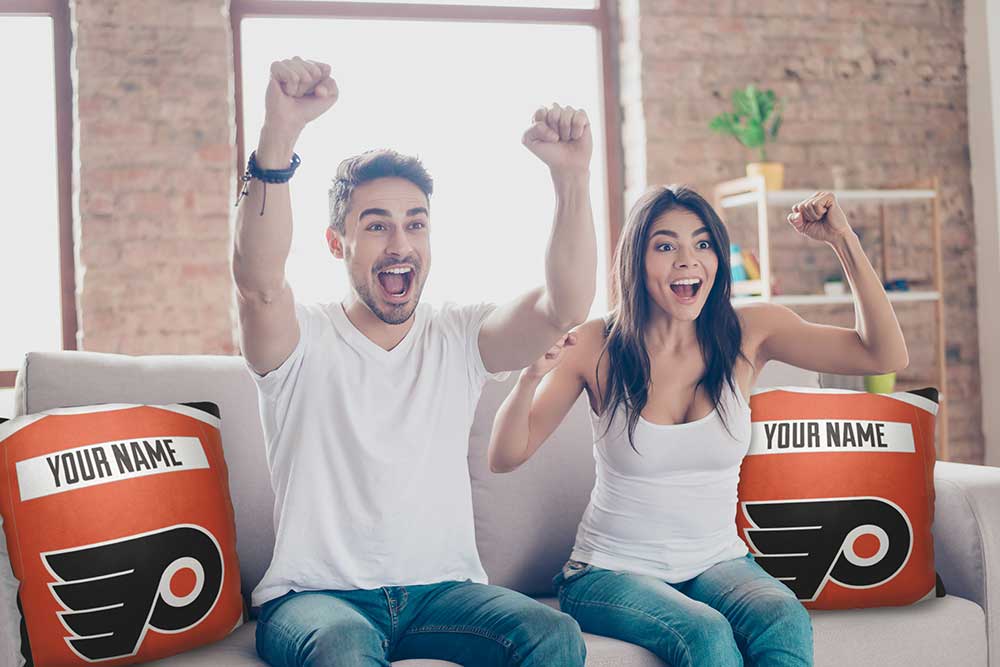 NHL Philadelphia Flyers Jersey Personalized Throw Pillow 18x18 Inches