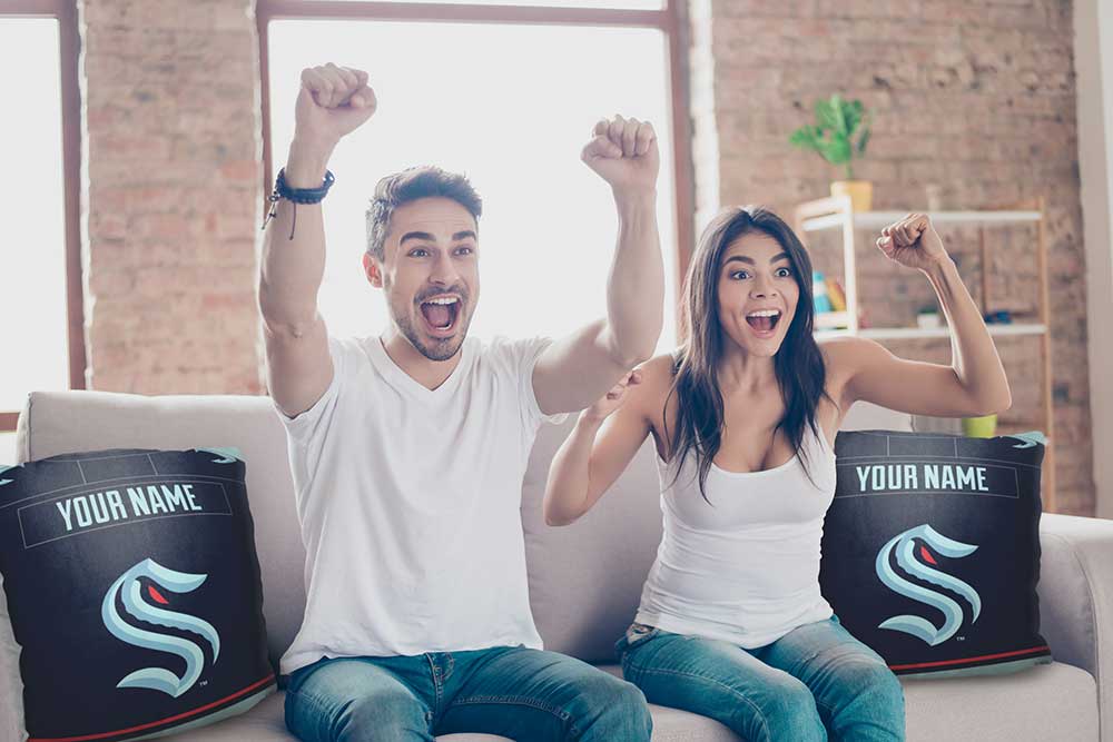 NHL Seattle Kraken Jersey Personalized Throw Pillow 18x18 Inches