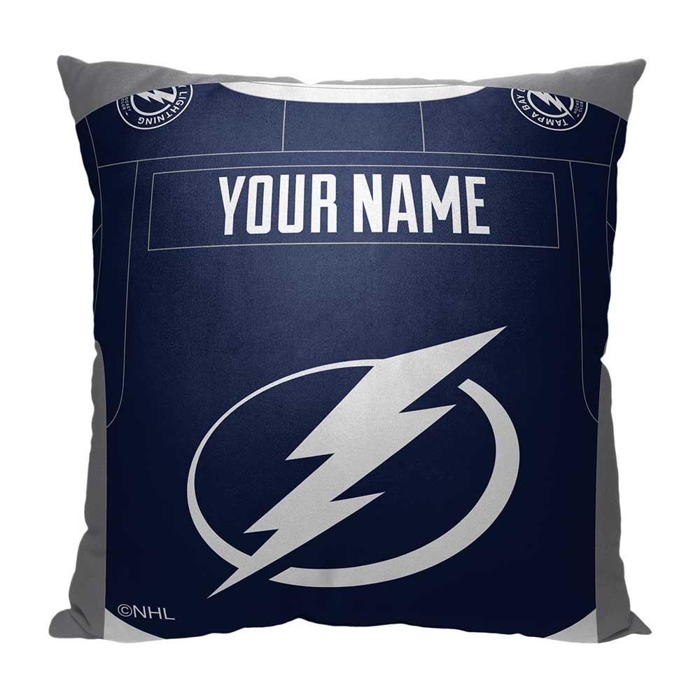 NHL Tampa Bay Lightning Jersey Personalized Throw Pillow 18x18 Inches