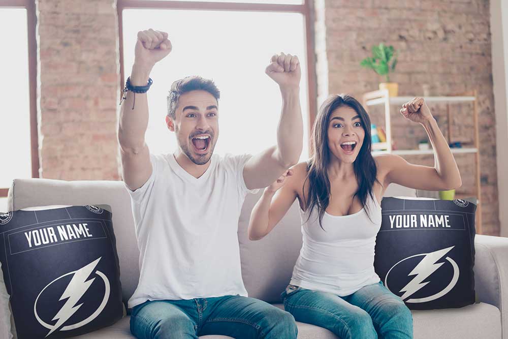 NHL Tampa Bay Lightning Jersey Personalized Throw Pillow 18x18 Inches