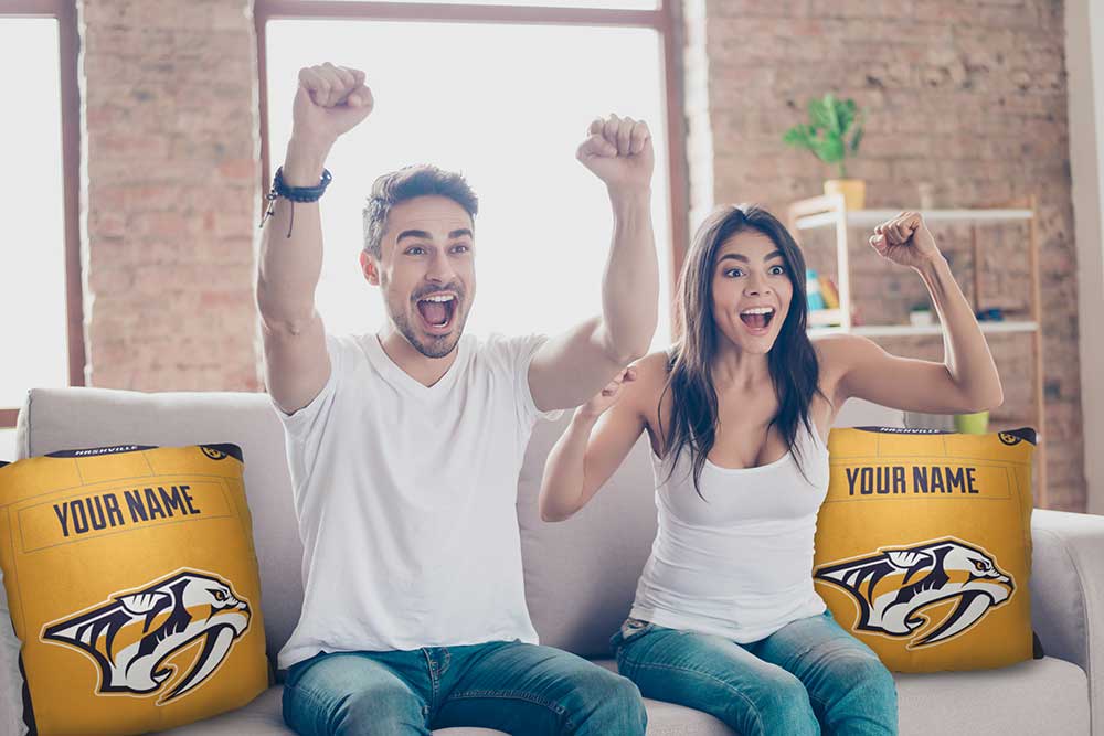 NHL Nashville Predators Jersey Personalized Throw Pillow 18x18 Inches