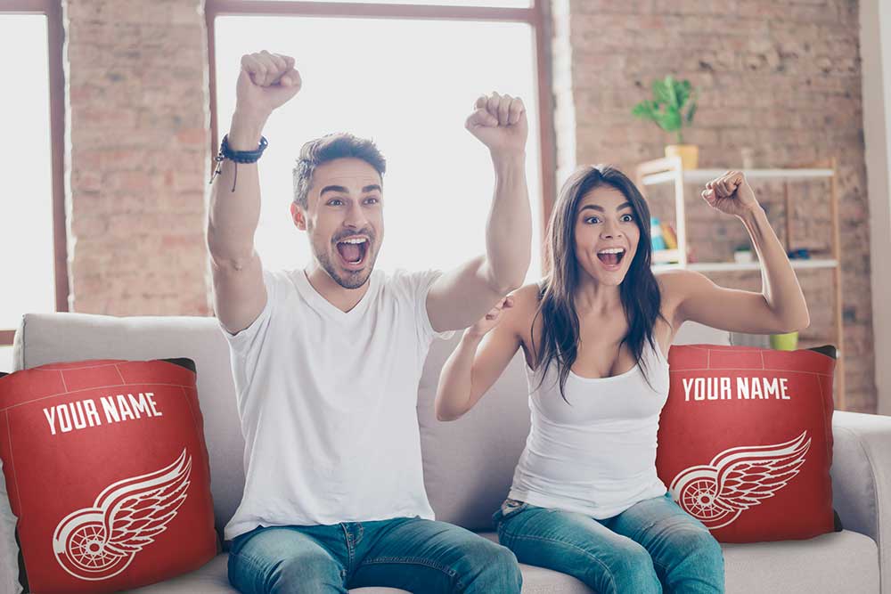 NHL Detroit Red Wings Jersey Personalized Throw Pillow 18x18 Inches