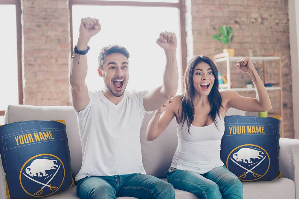 NHL Buffalo Sabres Jersey Personalized Throw Pillow 18x18 Inches