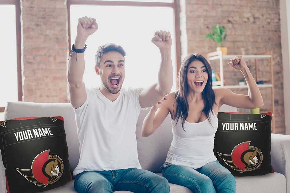 NHL Ottawa Senators Jersey Personalized Throw Pillow 18x18 Inches