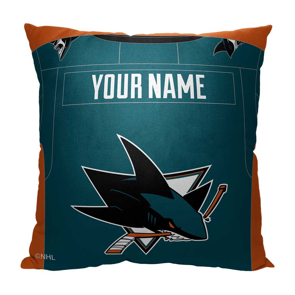 NHL San Jose Sharks Jersey Personalized Throw Pillow 18x18 Inches