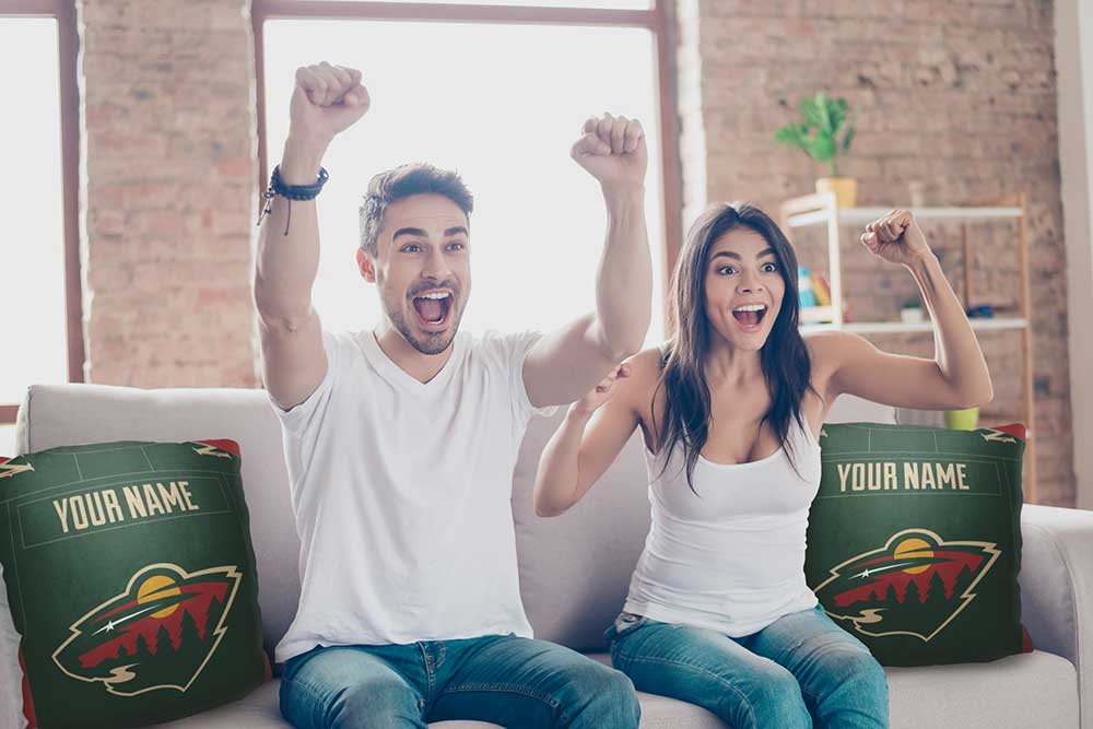 NHL Minnesota Wild Jersey Personalized Throw Pillow 18x18 Inches