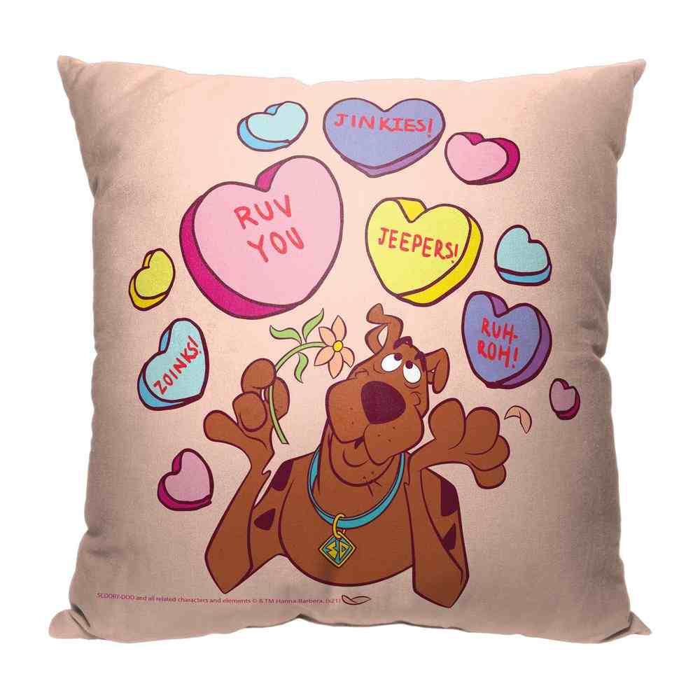 Warner Bros. Scooby-Doo Candy Hearts Throw Pillow 18x18 Inches