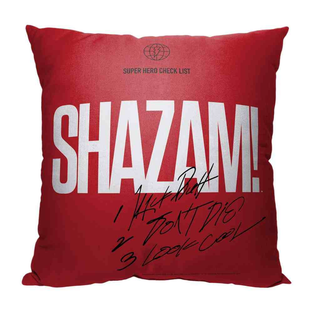 Warner Bros. DC Comics Shazam Check List Throw Pillow 18x18 Inches