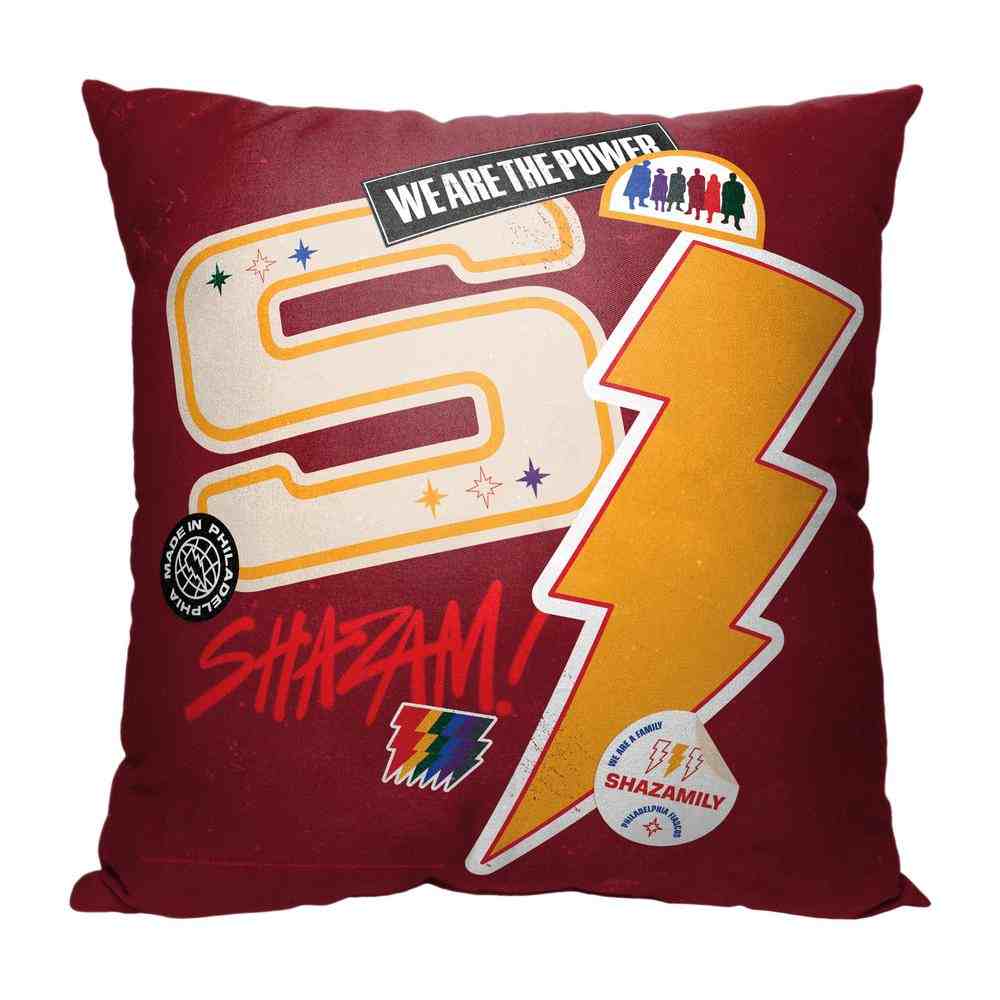 Warner Bros. DC Comics Shazam Shazam Stickers Throw Pillow 18x18 Inches