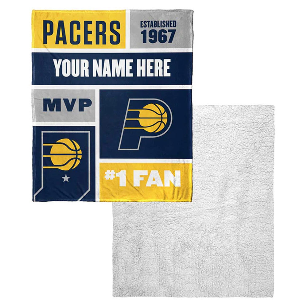 NBA Indiana Pacers Colorblock Personalized Silk Touch Sherpa Throw Blanket 50x60 Inches