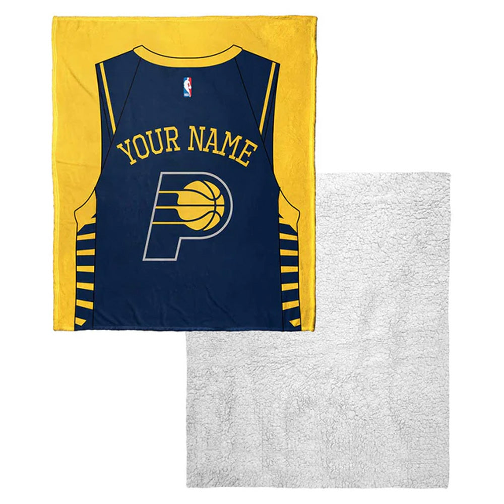 NBA Indiana Pacers Jersey Personalized Silk Touch Sherpa Throw Blanket 50x60 Inches