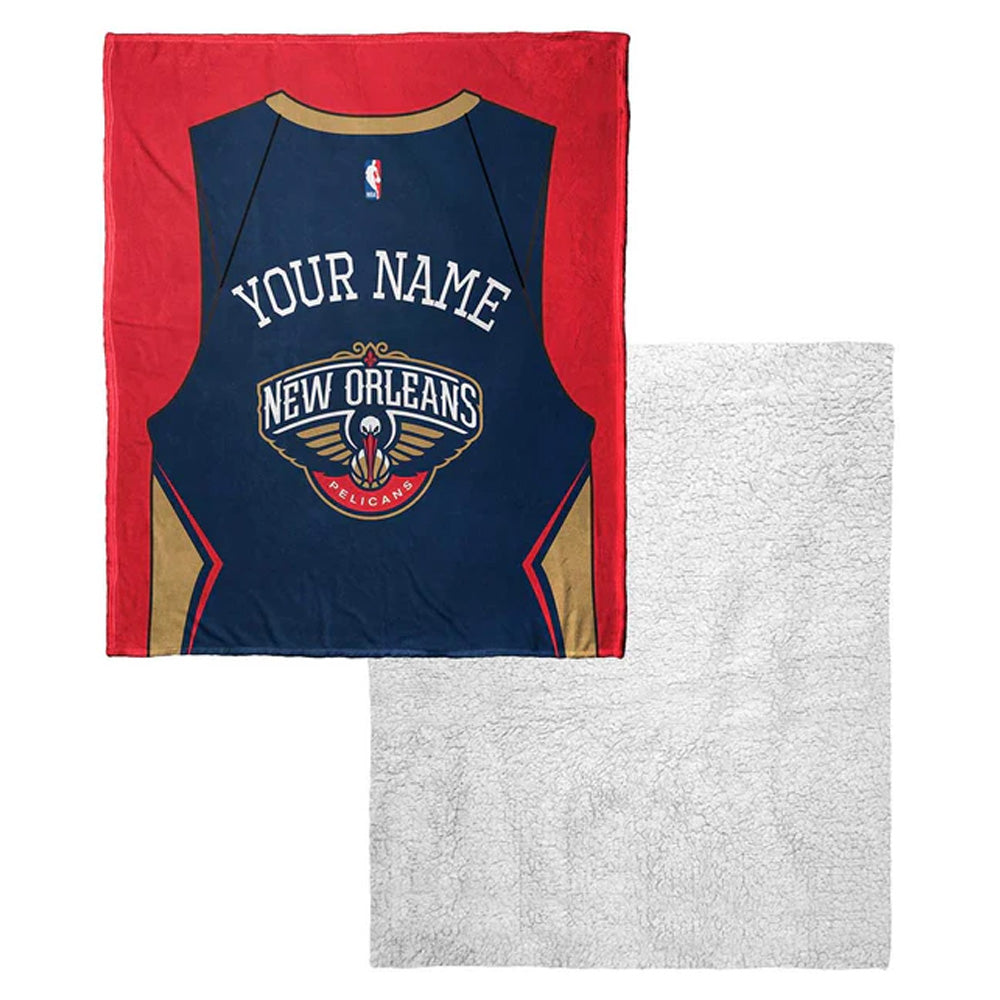 NBA New Orleans Pelicans Jersey Personalized Silk Touch Sherpa Throw Blanket 50x60 Inches