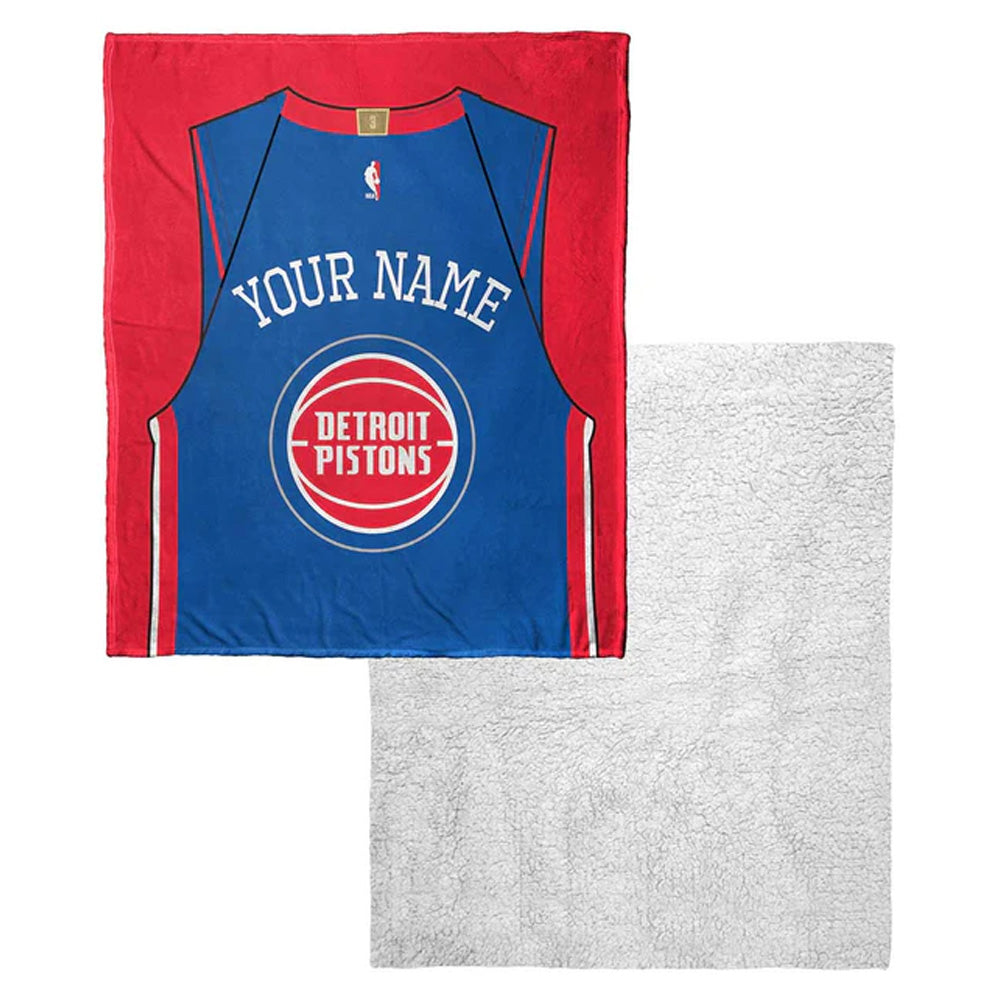 NBA Detroit Pistons Jersey Personalized Silk Touch Sherpa Throw Blanket 50x60 Inches