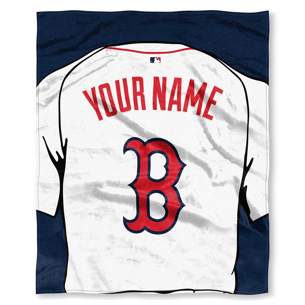 MLB Boston Red Sox Jersey Personalized Silk Touch Throw Blanket 50x60 Inches