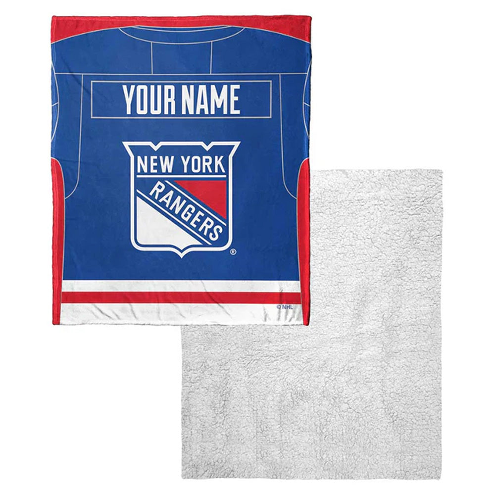 NHL New York Rangers Jersey Personalized Silk Touch Sherpa Throw Blanket 50x60 Inches