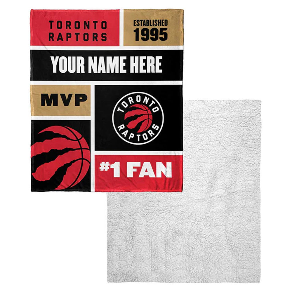 NBA Toronto Raptors Colorblock Personalized Silk Touch Sherpa Throw Blanket 50x60 Inches