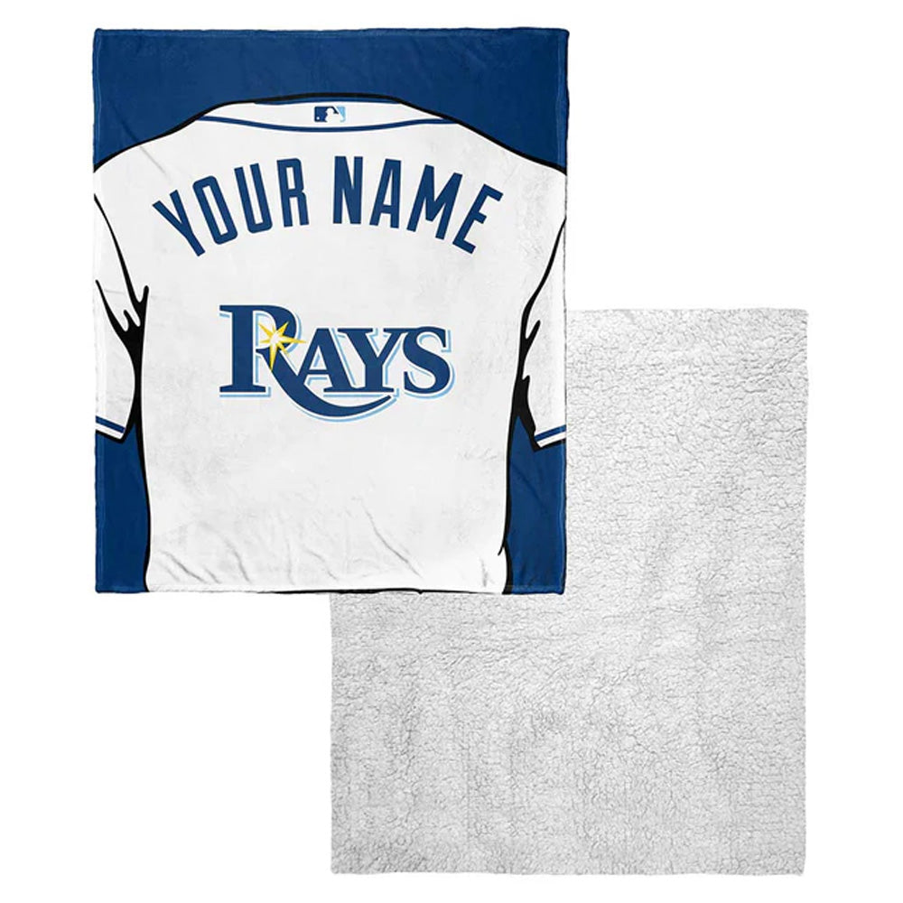 MLB Tampa Bay Rays Jersey Personalized Silk Touch Sherpa Throw Blanket 50x60 Inches