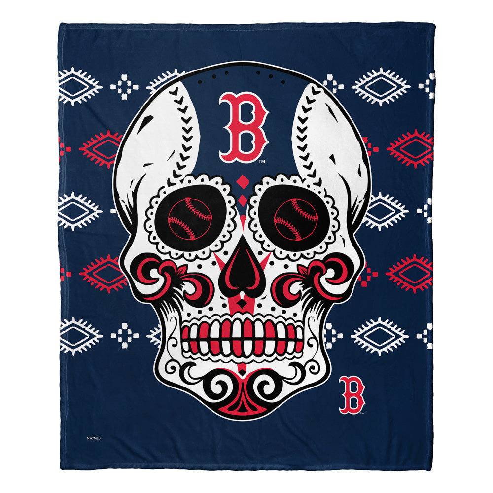 MLB Boston Red Sox Candy Skull Silk Touch Throw Blanket 50x60 Inches