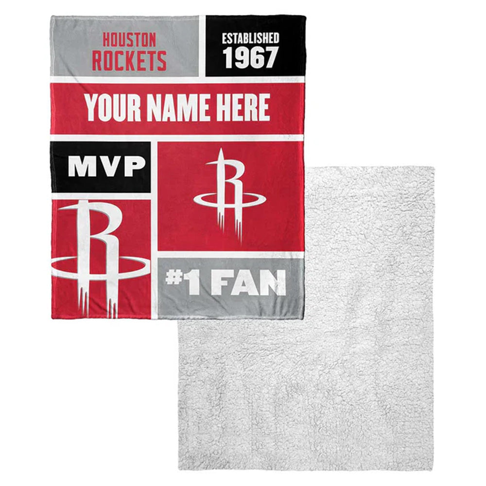 NBA Houston Rockets Colorblock Personalized Silk Touch Sherpa Throw Blanket 50x60 Inches