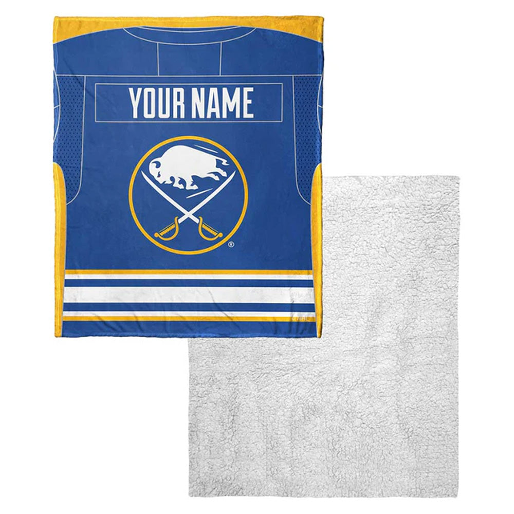NHL Buffalo Sabres Jersey Personalized Silk Touch Sherpa Throw Blanket 50x60 Inches