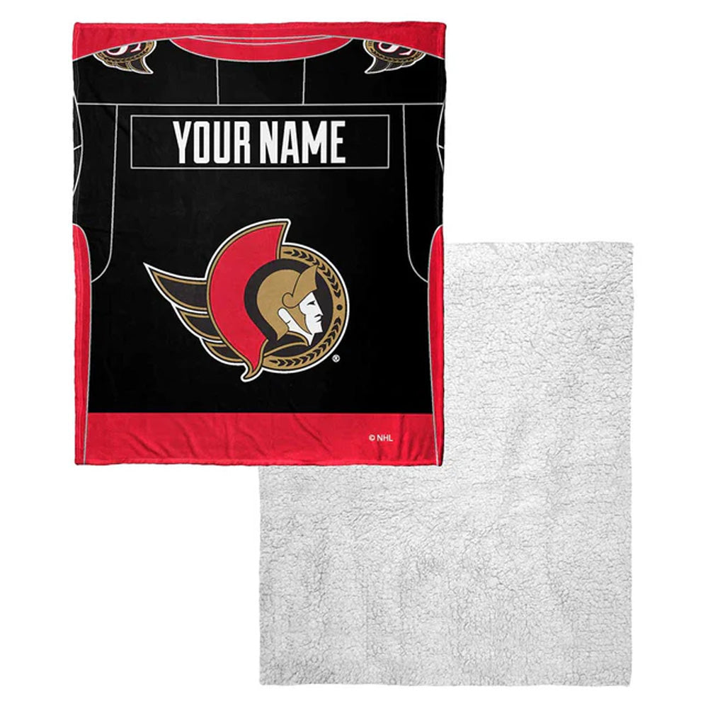 NHL Ottawa Senators Jersey Personalized Silk Touch Sherpa Throw Blanket 50x60 Inches