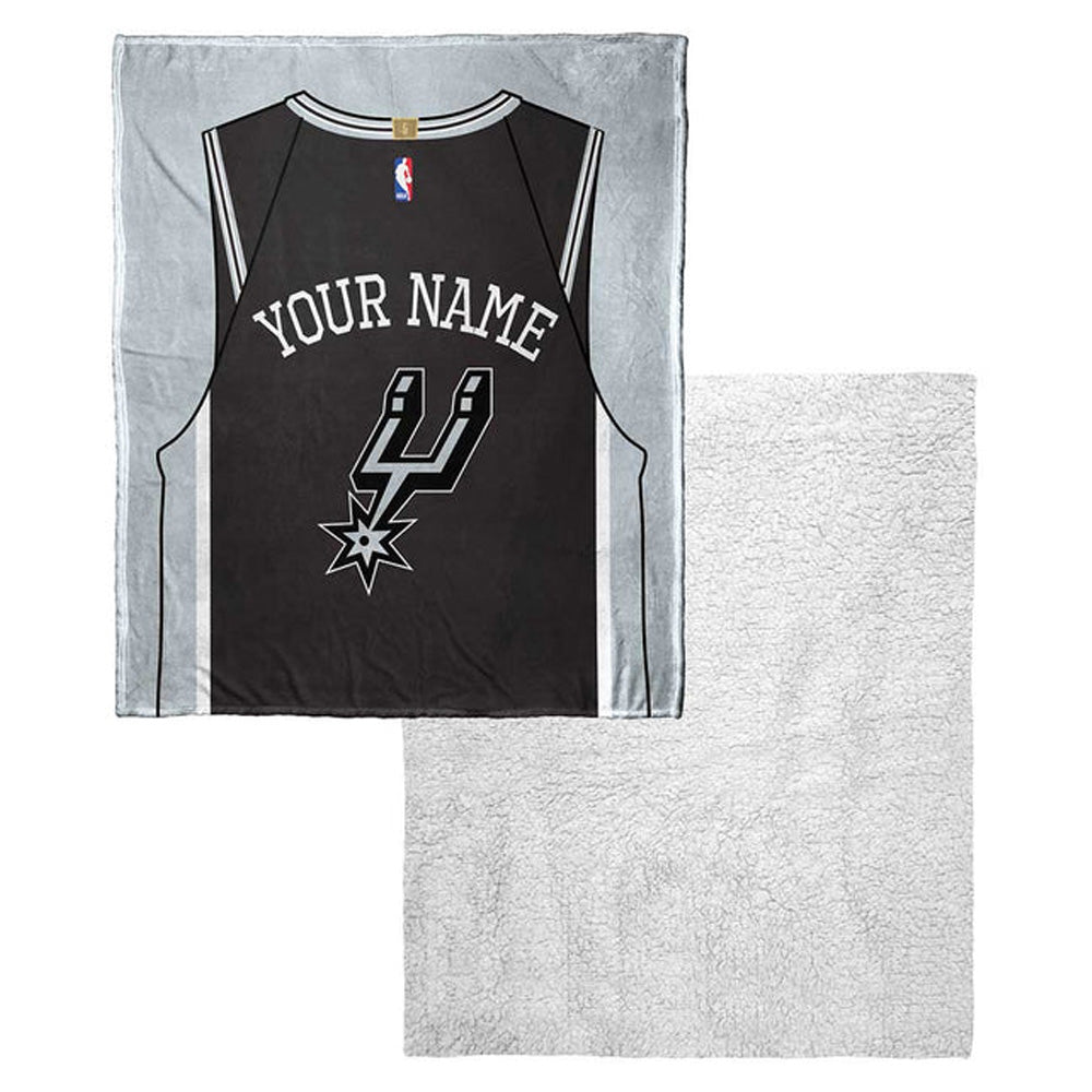 NBA San Antonio Spurs Jersey Personalized Silk Touch Sherpa Throw Blanket 50x60 Inches