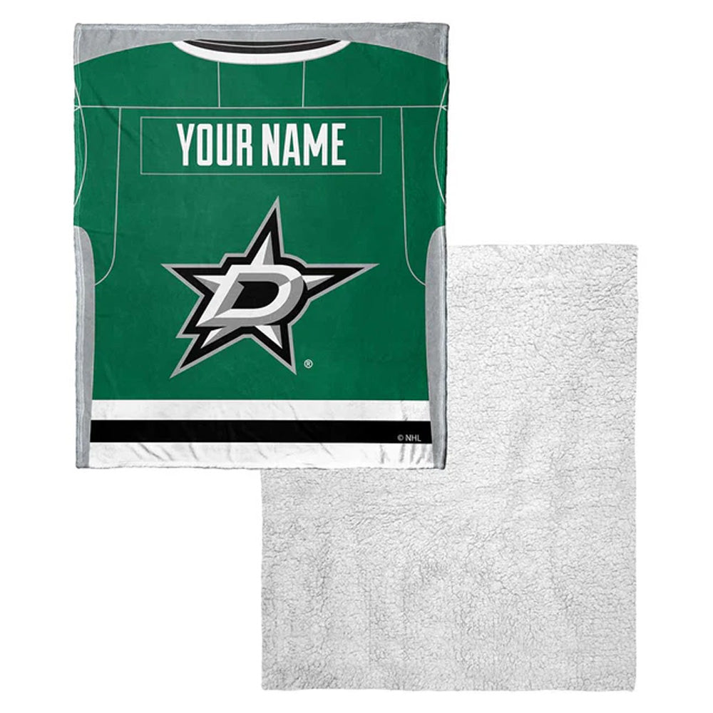 NHL Dallas Stars Jersey Personalized Silk Touch Sherpa Throw Blanket 50x60 Inches