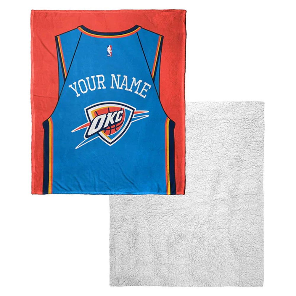 NBA Oklahoma City Thunder Jersey Personalized Silk Touch Sherpa Throw Blanket 50x60 Inches