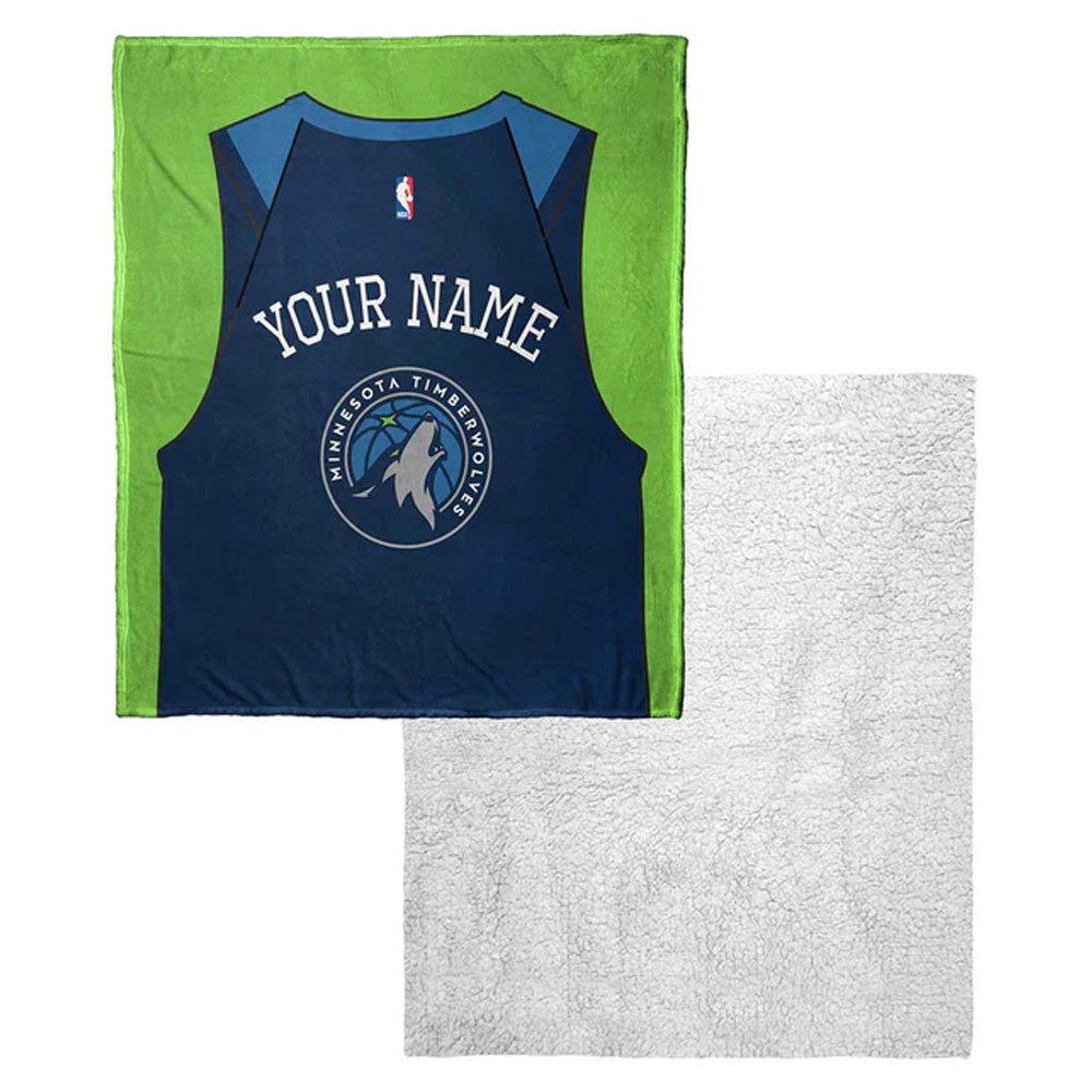 NBA Minnesota Timberwolves Jersey Personalized Silk Touch Sherpa Throw Blanket 50x60 Inches