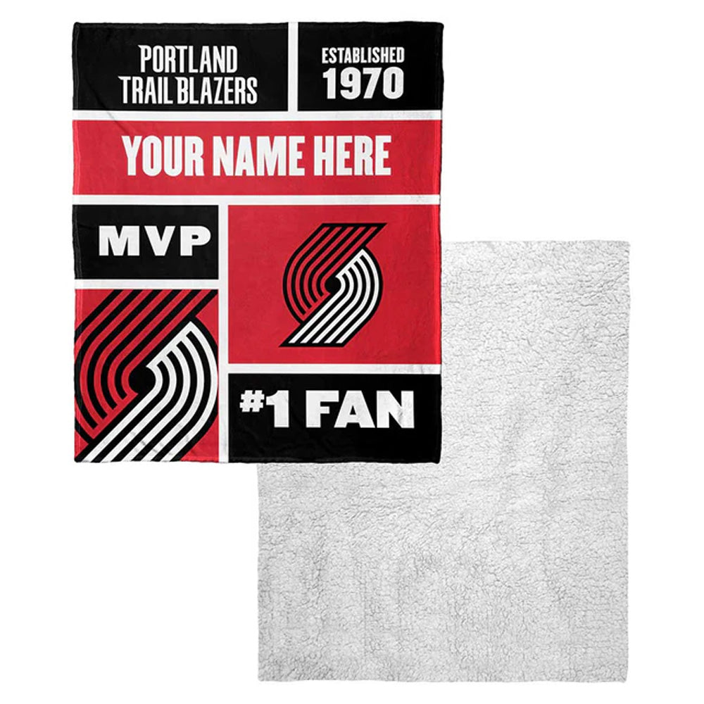 NBA Portland Trail Blazers Colorblock Personalized Silk Touch Sherpa Throw Blanket 50x60 Inches