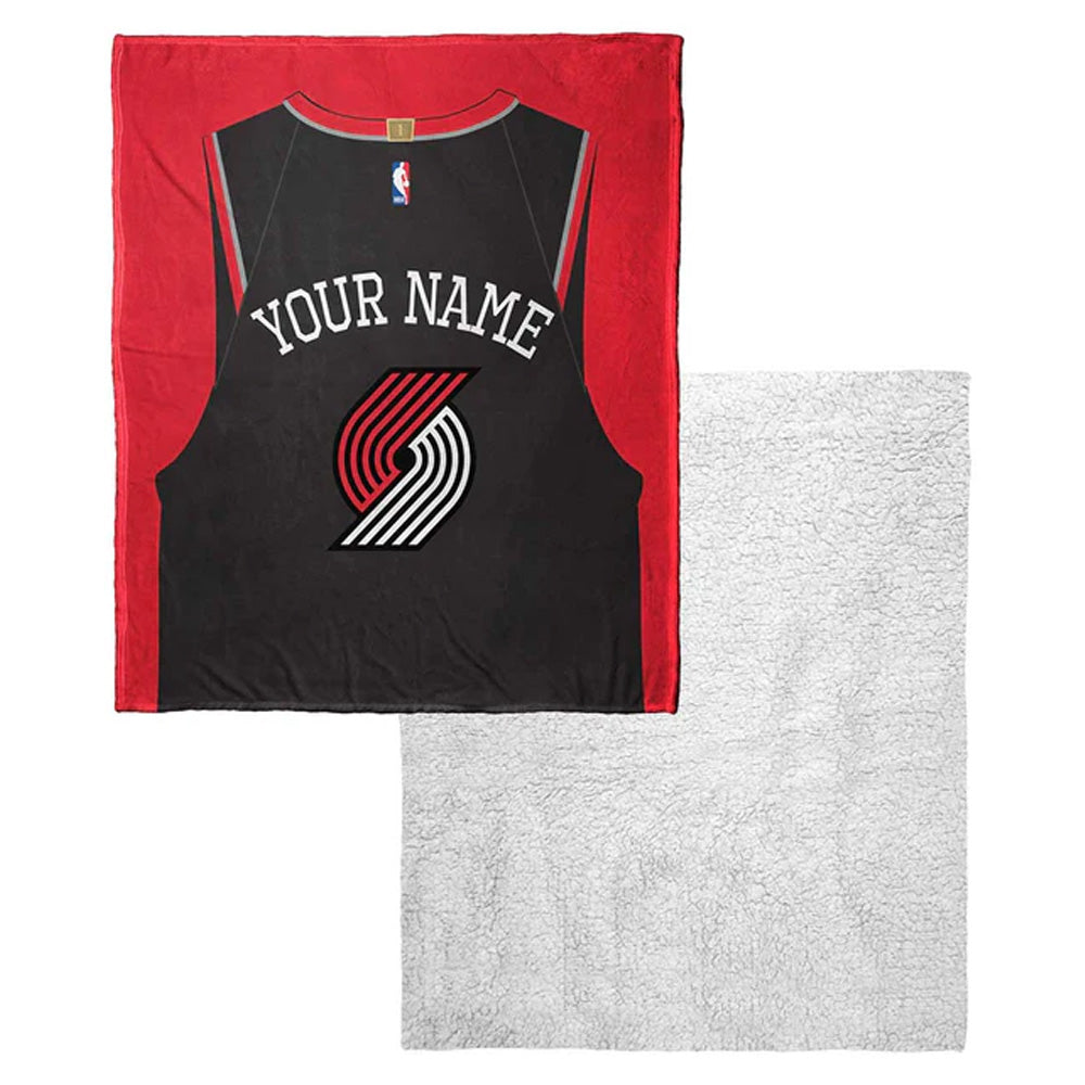 NBA Portland Trail Blazers Jersey Personalized Silk Touch Sherpa Throw Blanket