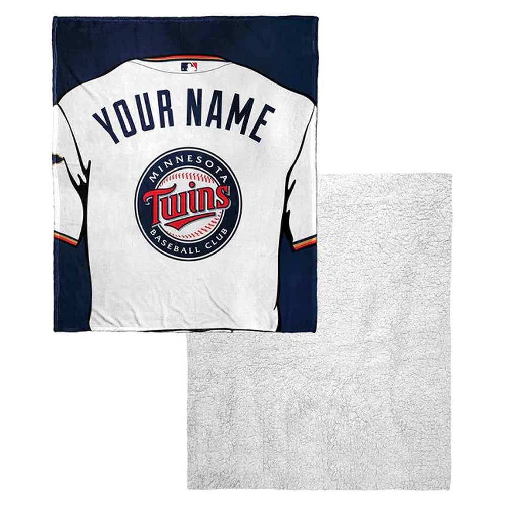 MLB Minnesota Twins Jersey Personalized Silk Touch Sherpa Throw Blanket 50x60 Inches