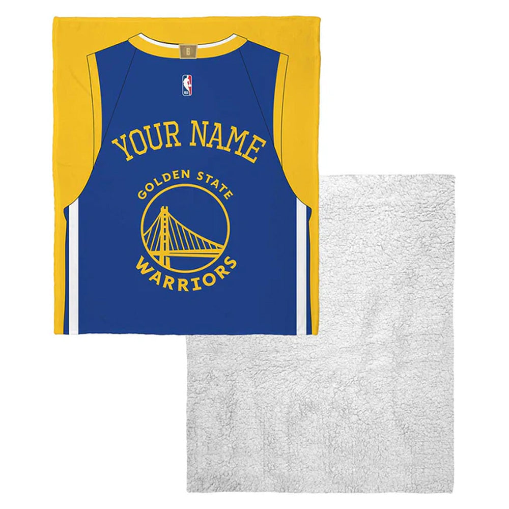 NBA Golden State Warriors Jersey Personalized Silk Touch Sherpa Throw Blanket 50x60 Inches