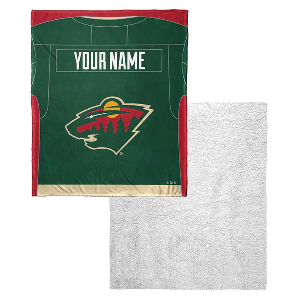 NHL Minnesota Wild Jersey Personalized Silk Touch Sherpa Throw Blanket 50x60 Inches