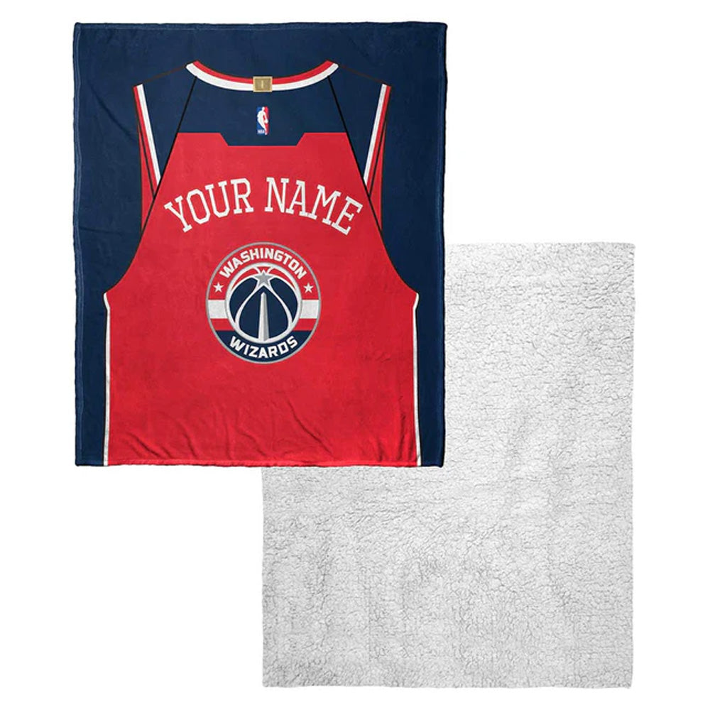 NBA Washington Wizards Jersey Personalized Silk Touch Sherpa Throw Blanket 50x60 Inches