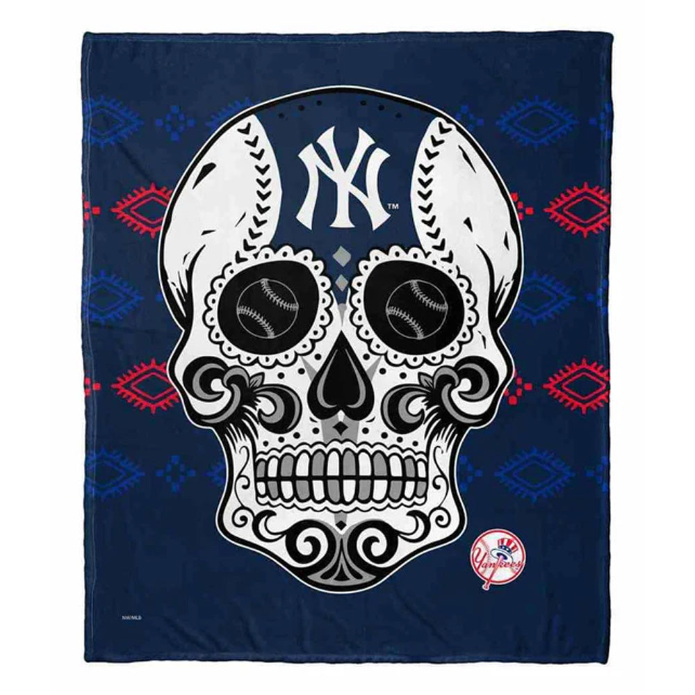 MLB New York Yankees Candy Skull Silk Touch Throw Blanket 50x60 Inches